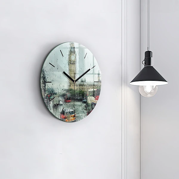 Wanduhr glas rund Verregnetes London