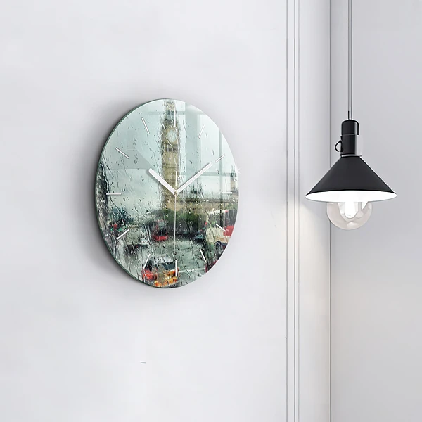 Wanduhr glas rund Verregnetes London