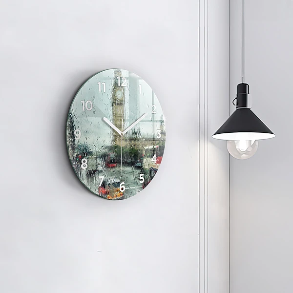 Wanduhr glas rund Verregnetes London