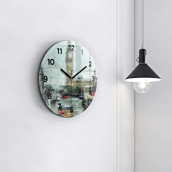 Wanduhr glas rund Verregnetes London
