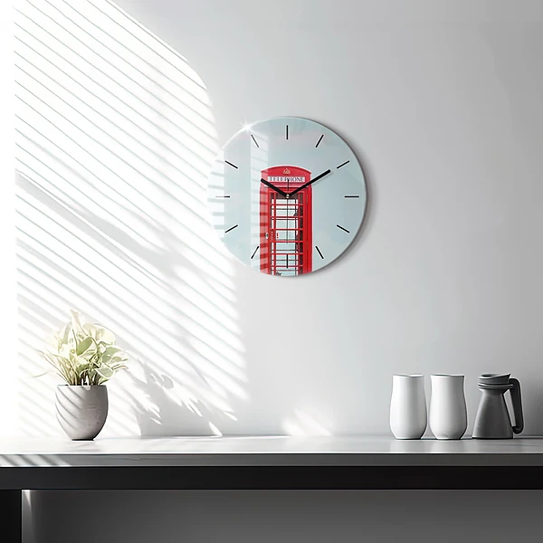 Wanduhr rund Telefonzelle