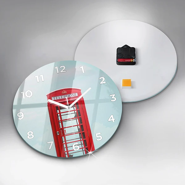 Wanduhr rund Telefonzelle