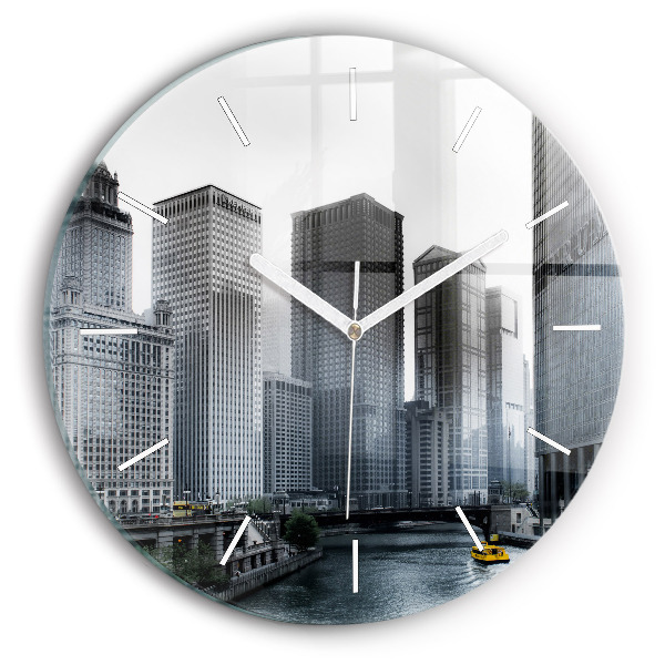 Wanduhr glas rund Boot mit Panoramablick auf die Stadt