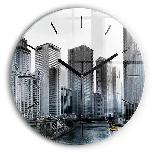 Wanduhr glas rund Boot mit Panoramablick auf die Stadt