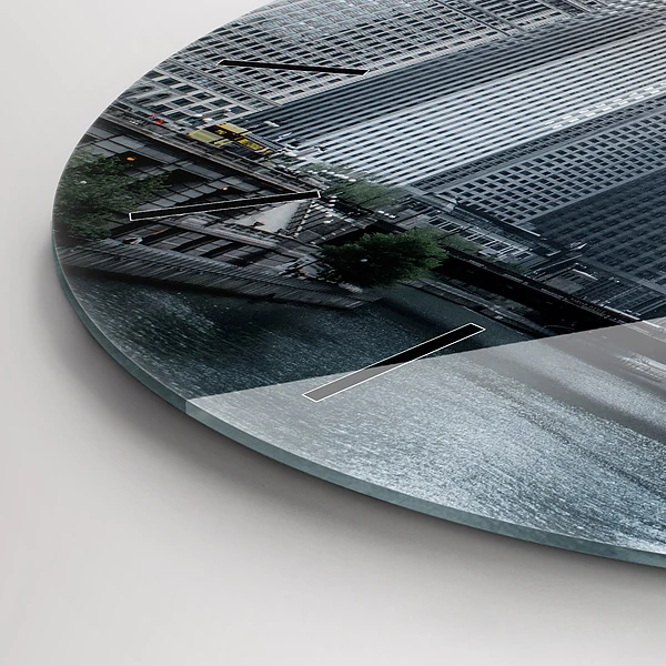 Wanduhr glas rund Boot mit Panoramablick auf die Stadt