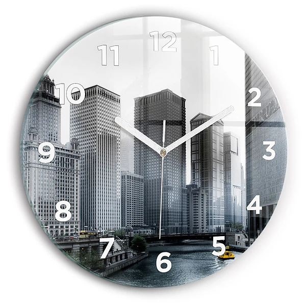 Wanduhr glas rund Boot mit Panoramablick auf die Stadt