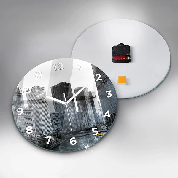 Wanduhr glas rund Boot mit Panoramablick auf die Stadt