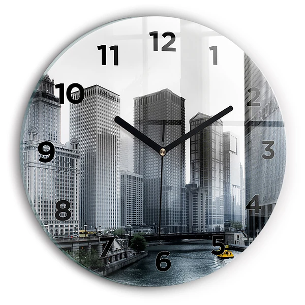 Wanduhr glas rund Boot mit Panoramablick auf die Stadt