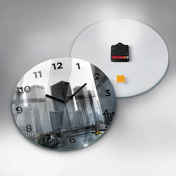 Wanduhr glas rund Boot mit Panoramablick auf die Stadt