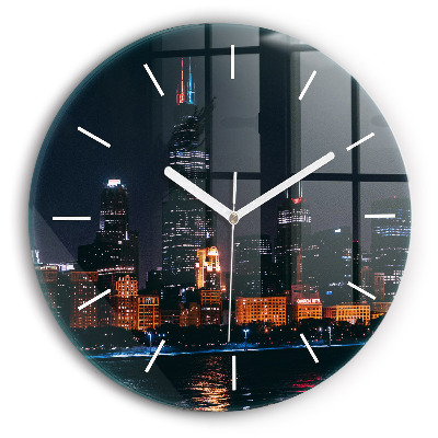 Wanduhr rund mit motiv Chicago Stadtbild