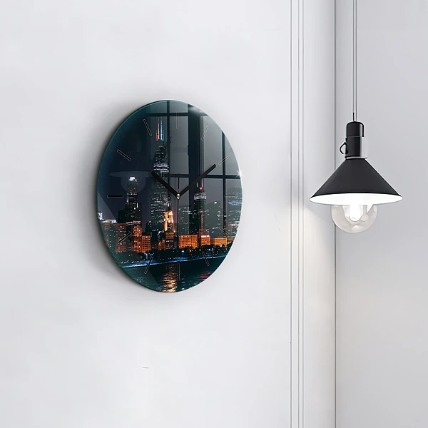 Wanduhr rund mit motiv Chicago Stadtbild