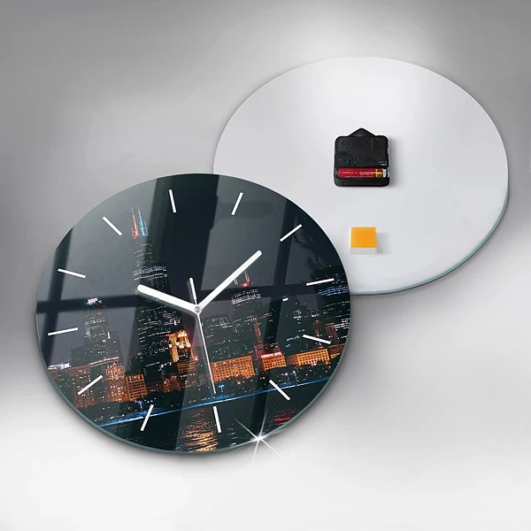Wanduhr rund mit motiv Chicago Stadtbild