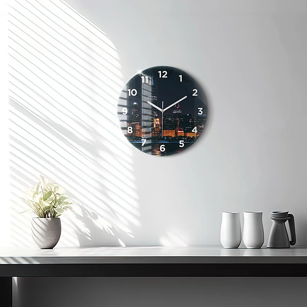Wanduhr rund mit motiv Chicago Stadtbild