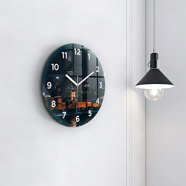 Wanduhr rund mit motiv Chicago Stadtbild