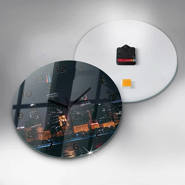 Wanduhr rund mit motiv Chicago Stadtbild