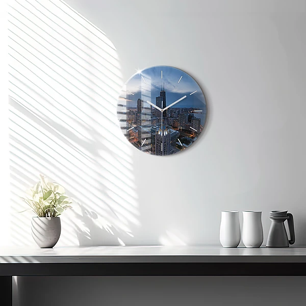 Wanduhr glas rund Foto von Chicago