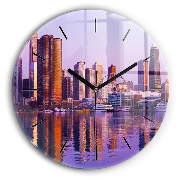 Wanduhr glas rund Blick auf US-Wolkenkratzer
