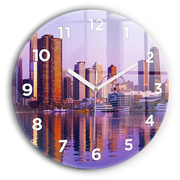 Wanduhr glas rund Blick auf US-Wolkenkratzer