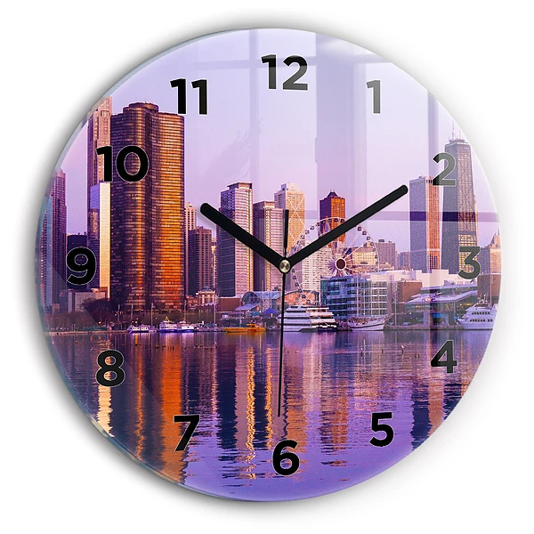 Wanduhr glas rund Blick auf US-Wolkenkratzer