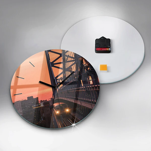 Wanduhr glas rund Benjamin-Franklin-Brücke