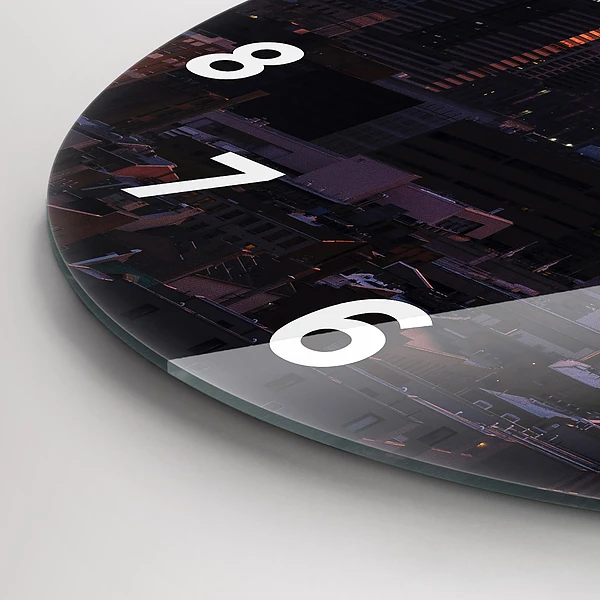 Wanduhr glas rund Skyline von Philadelphia