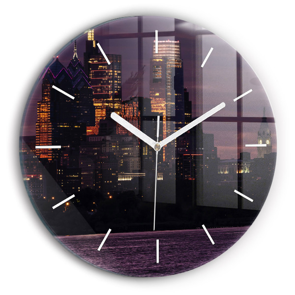 Wanduhr rund Philadelphia Stadtpanorama