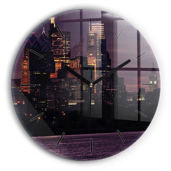 Wanduhr rund Philadelphia Stadtpanorama