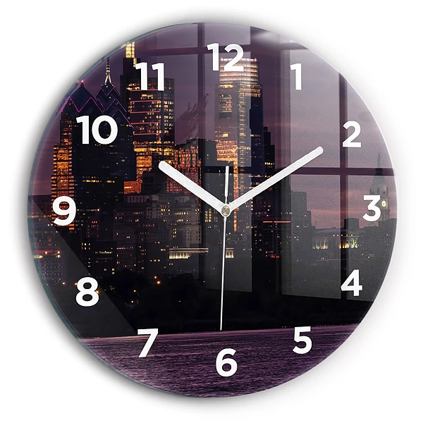 Wanduhr rund Philadelphia Stadtpanorama