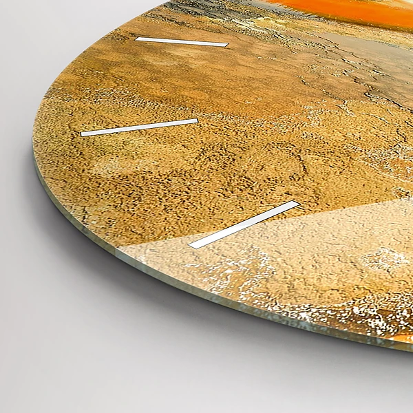 Wanduhr glas rund See mit Bergen