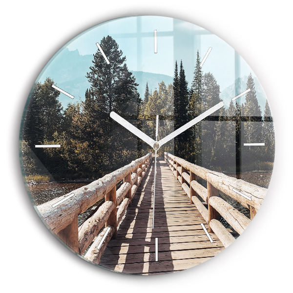 Wanduhr glas rund Berge im Yellowstone