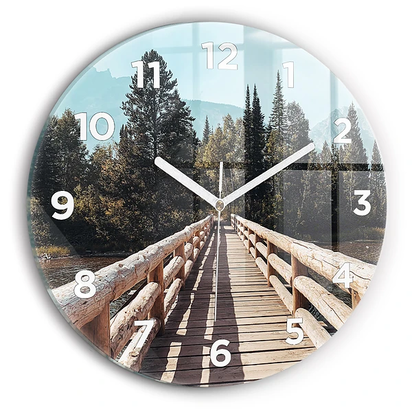 Wanduhr glas rund Berge im Yellowstone