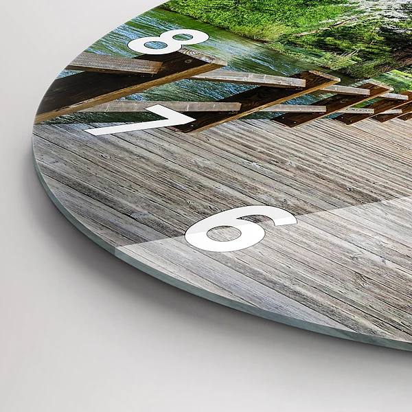 Wanduhr glas rund Yosemite Holzbrücke
