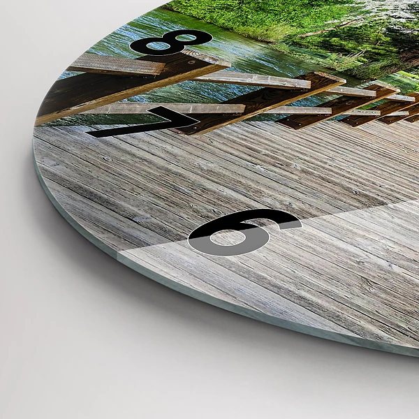 Wanduhr glas rund Yosemite Holzbrücke