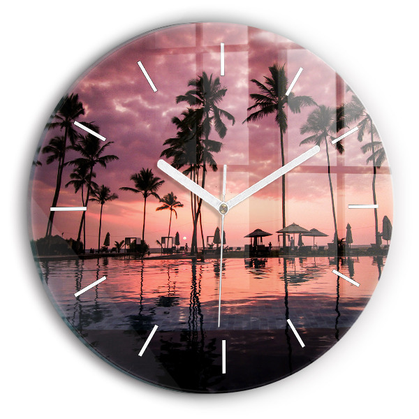 Wanduhr glas rund Palmen auf Hawaii
