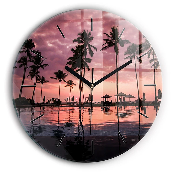 Wanduhr glas rund Palmen auf Hawaii