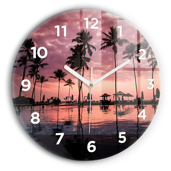 Wanduhr glas rund Palmen auf Hawaii