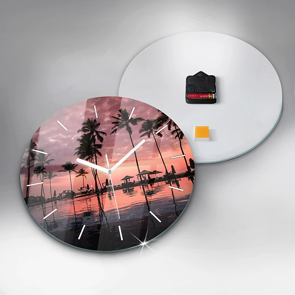 Wanduhr glas rund Palmen auf Hawaii