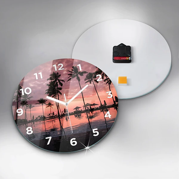 Wanduhr glas rund Palmen auf Hawaii