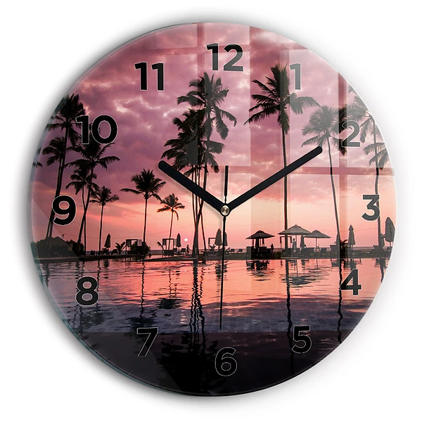 Wanduhr glas rund Palmen auf Hawaii