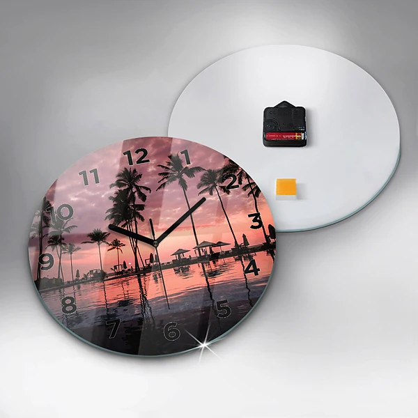 Wanduhr glas rund Palmen auf Hawaii