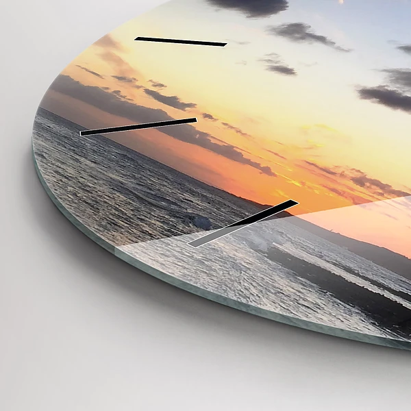 Wanduhr rund mit motiv Palme und Sonnenaufgang