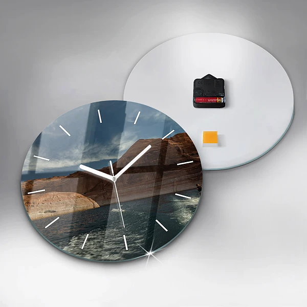 Wanduhr glas rund Person auf Wasserskiern
