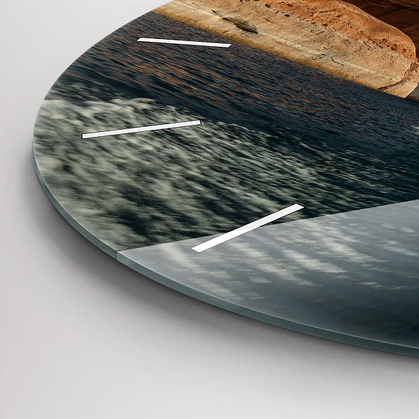 Wanduhr glas rund Person auf Wasserskiern