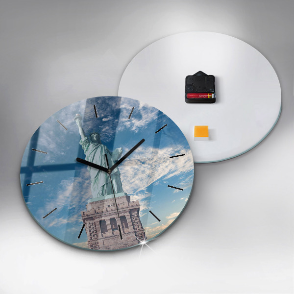 Wanduhr rund mit motiv Freiheitsstatue New York