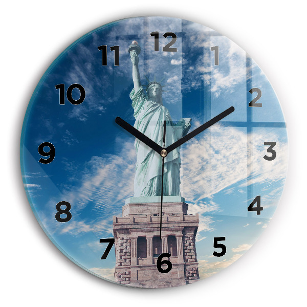 Wanduhr rund mit motiv Freiheitsstatue New York