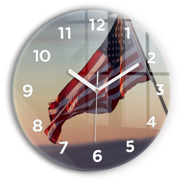 Wanduhr glas rund Die wehende US-Flagge