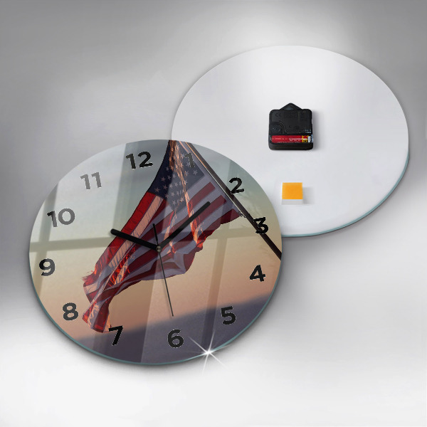 Wanduhr glas rund Die wehende US-Flagge