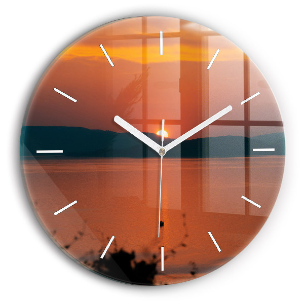 Wanduhr glas rund Balaton am Abend