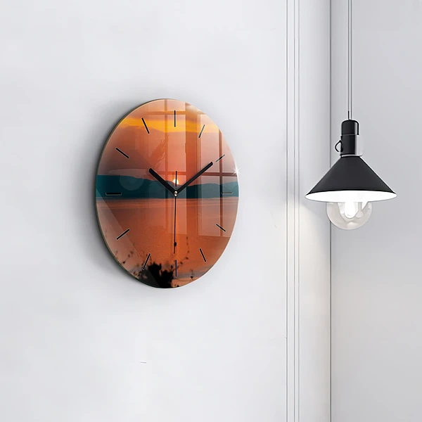 Wanduhr glas rund Balaton am Abend