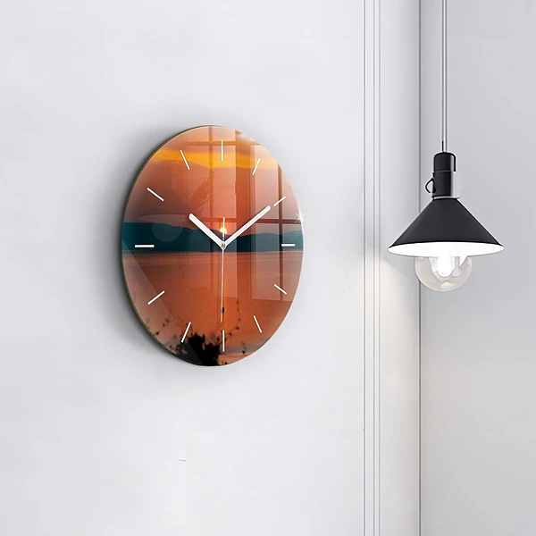 Wanduhr glas rund Balaton am Abend